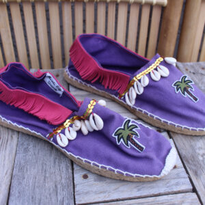 Espadrilles violettes, écusson palmier et coquillages Taille 38