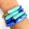 Bracelet jonc élastique résine tube bleu roi et turquoise
