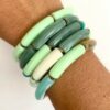 Bracelet jonc résine tube vert anis turquoise