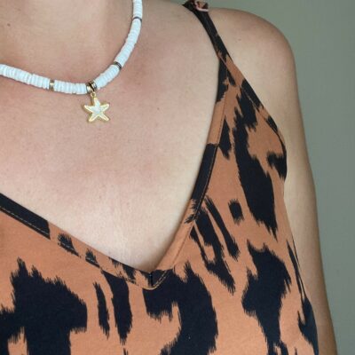 collier heishi coquillage pendentif étoile de mer nacrée - bohème plage