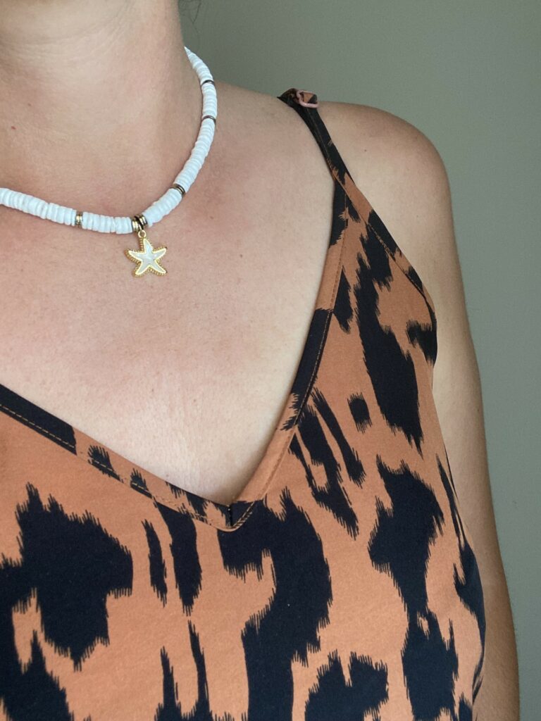 collier heishi coquillage pendentif étoile de mer nacrée - bohème plage