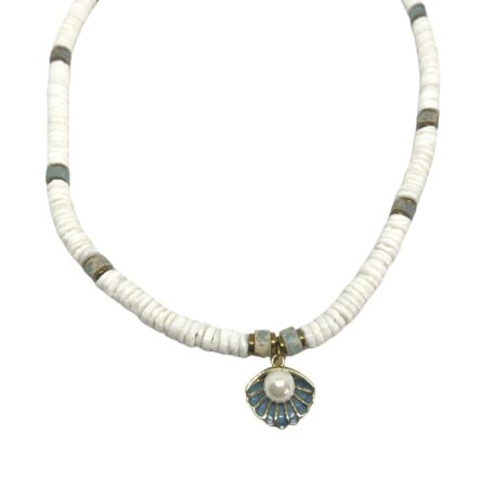 collier heishi coquillage turquoise et nacre
