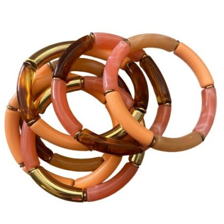 bracelet jonc résine 6 mm saumon marron