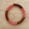 bracelet jonc résine 6 mm rose et marron