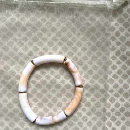 bracelet jonc résine élastique 6 mm blanc marbré