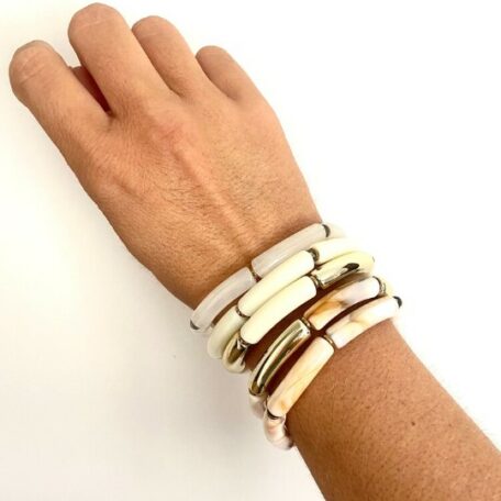 bracelet jonc résine 6 mm blanc superposition