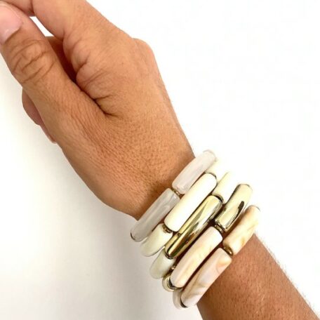 bracelet jonc résine 6mm blanc accumulation