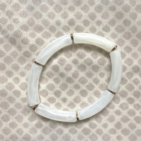 bracelet jonc résine élastique 6 mm blanc translucide