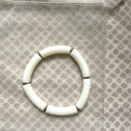 bracelet jonc résine élastique 6 mm écru
