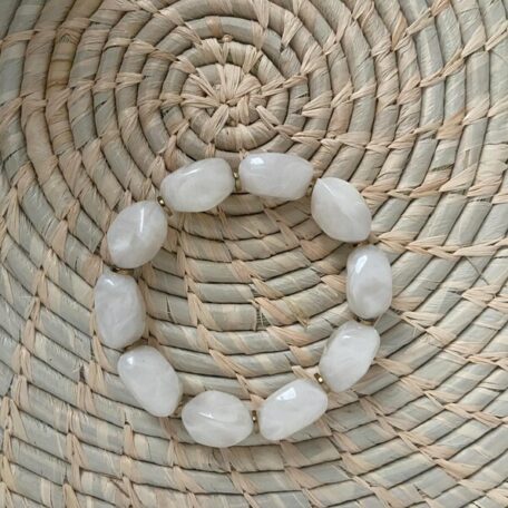 bracelet élastique résine octogone blanc nacre octogone