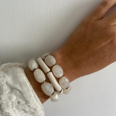 bracelet résine blanc et nacre