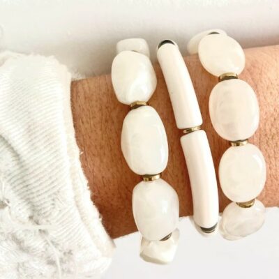 bracelet résine blanc nacre