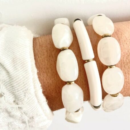 bracelet résine blanc nacre
