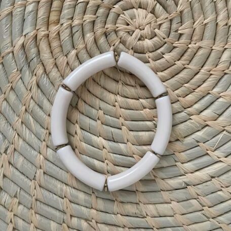 bracelet résine élastique jonc crème