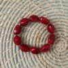 bracelet résine élastique octogone rouge brique marbré
