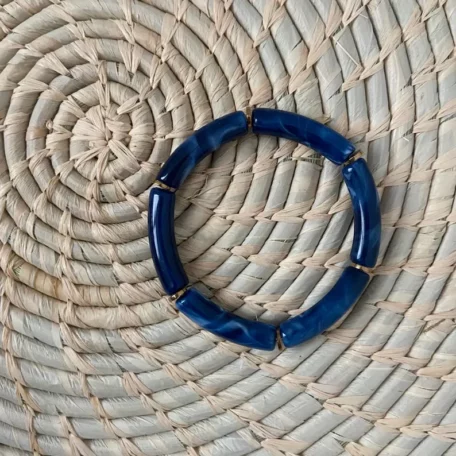 bracelet résine jonc bleu foncé marbré
