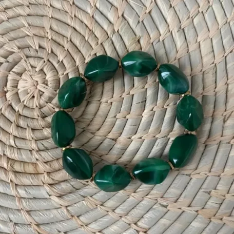 bracelet résine octogone vert foncé marbré