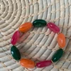 bracelet élastique résine vert rose orange