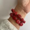 bracelet résine élastique rouge brique marbré duo