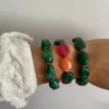 bracelet résine vert foncé rose orange trio