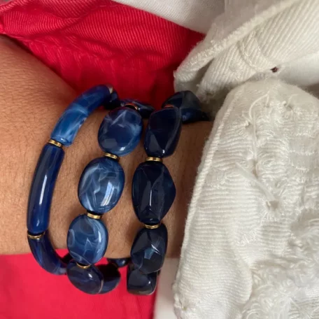 bracelets résine bleu foncé marbré