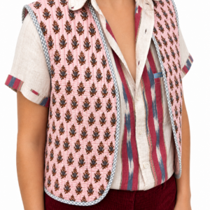veste sans manches matelassée réversible tissu indien rose