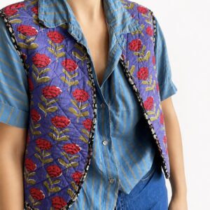 Veste matelassée réversible tissu indien violet