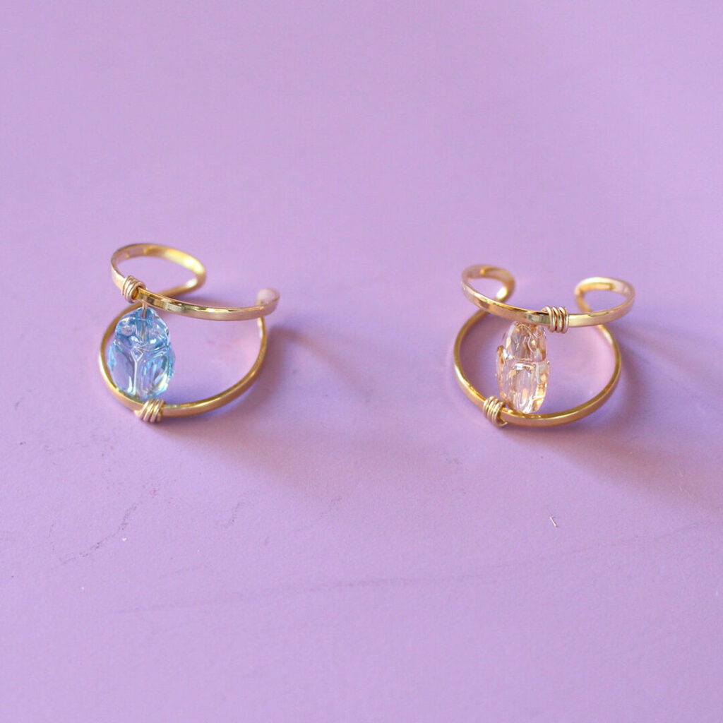 bague scarabée verre
