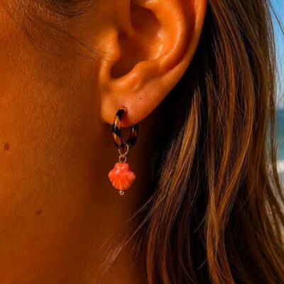 Mono boucle d’oreille modulable – bijou de maillot acier inoxydable – coquillage – léopard